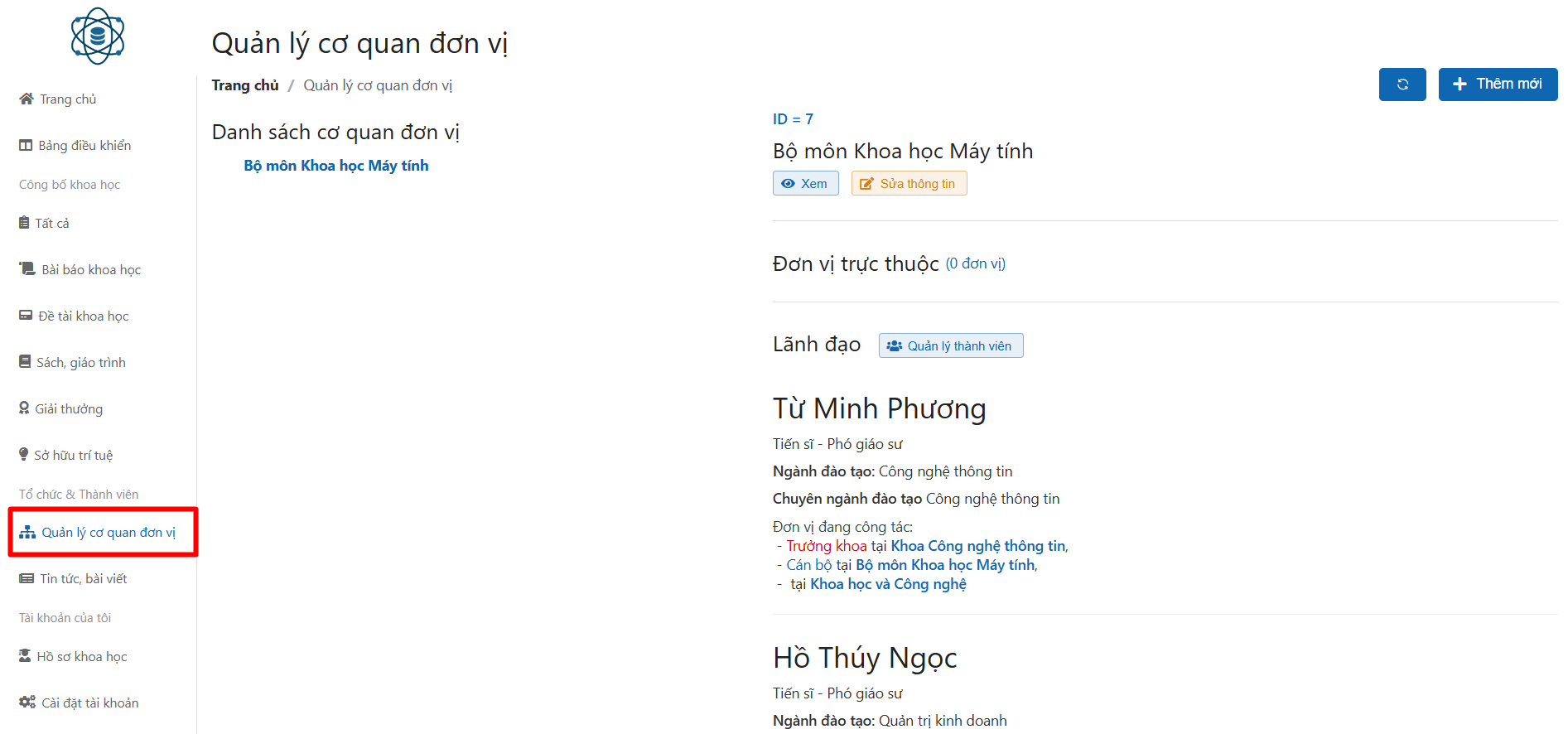 Quản lý cơ quan đơn vị