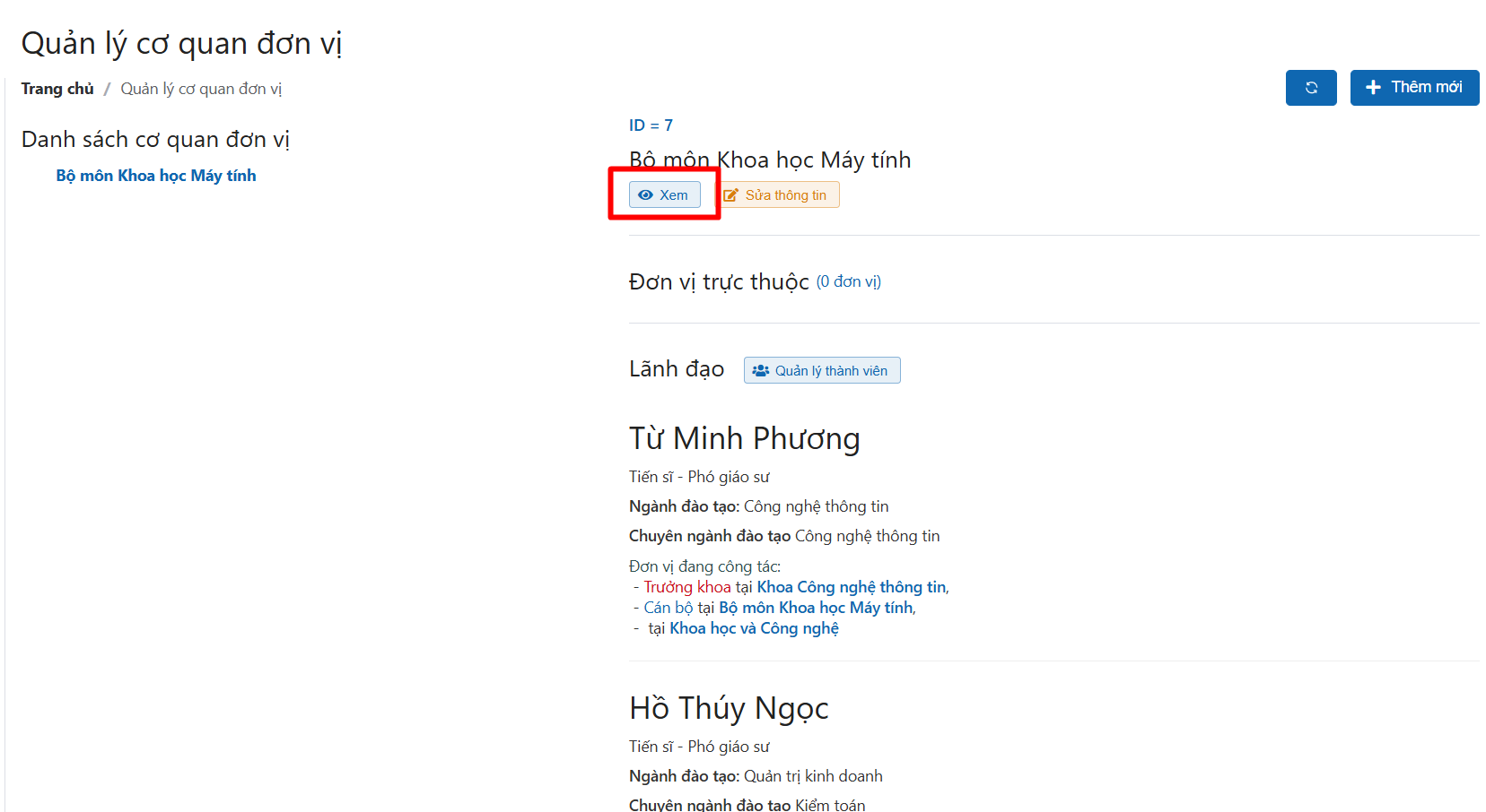 Quản lý cơ quan đơn vị