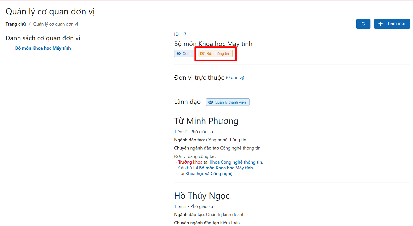 Quản lý cơ quan đơn vị