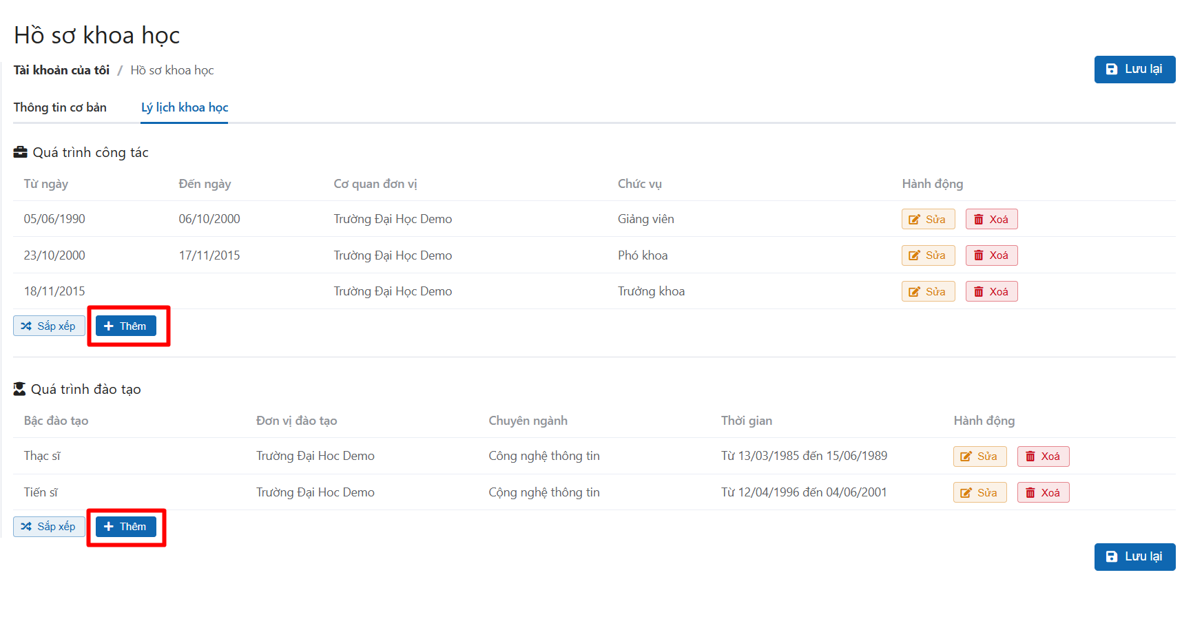 Chỉnh sửa hồ sơ