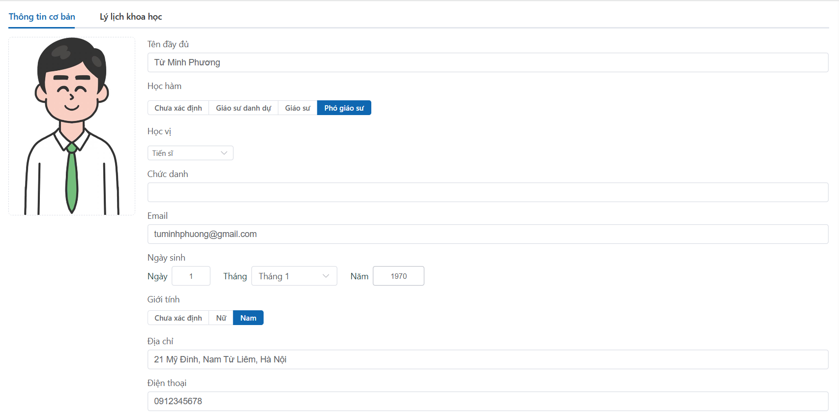 Chỉnh sửa hồ sơ