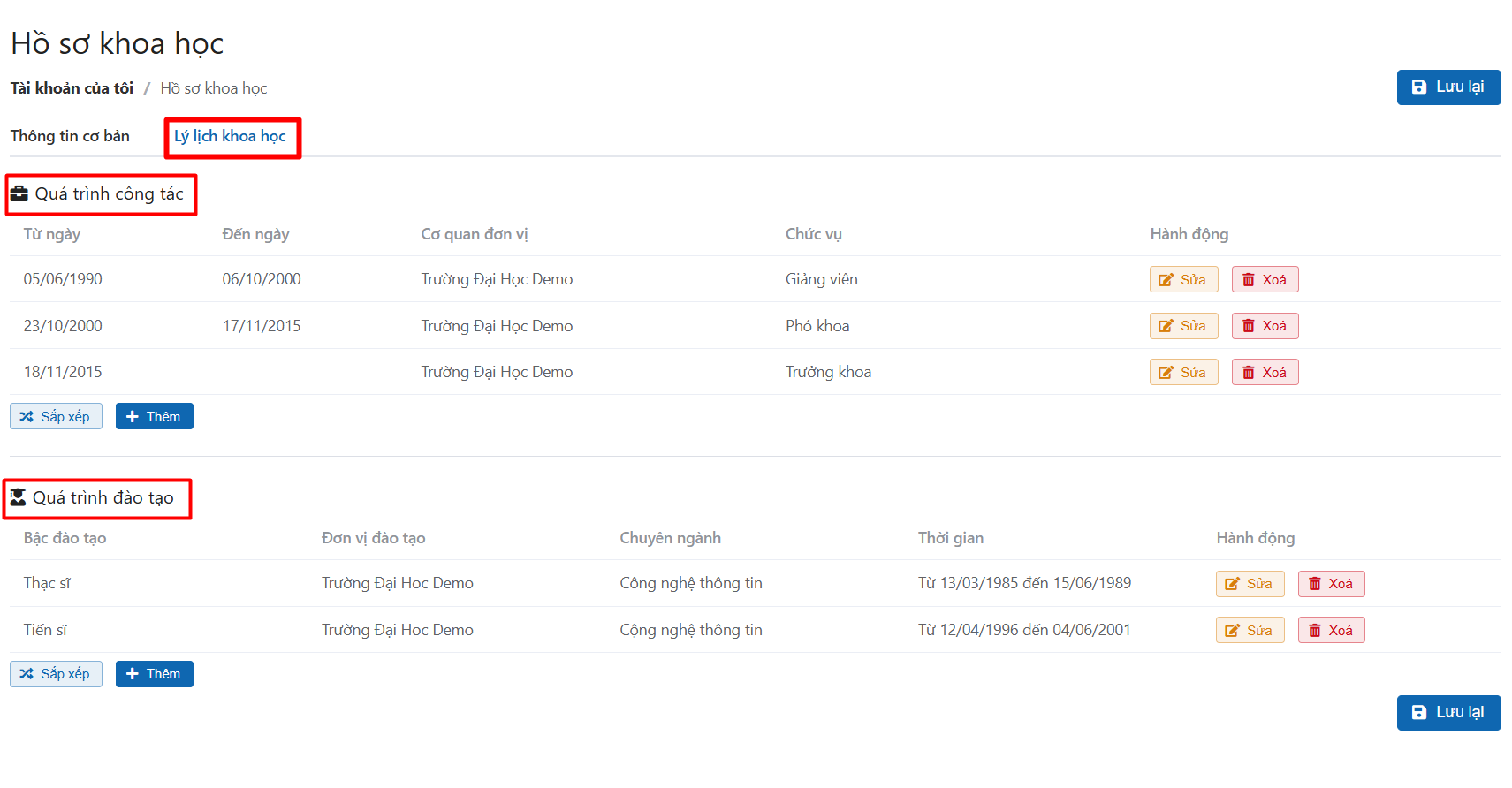 Chỉnh sửa hồ sơ