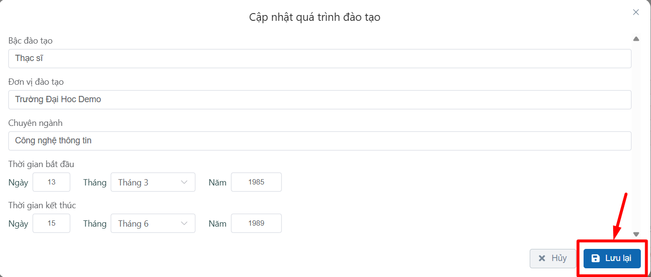 Chỉnh sửa hồ sơ