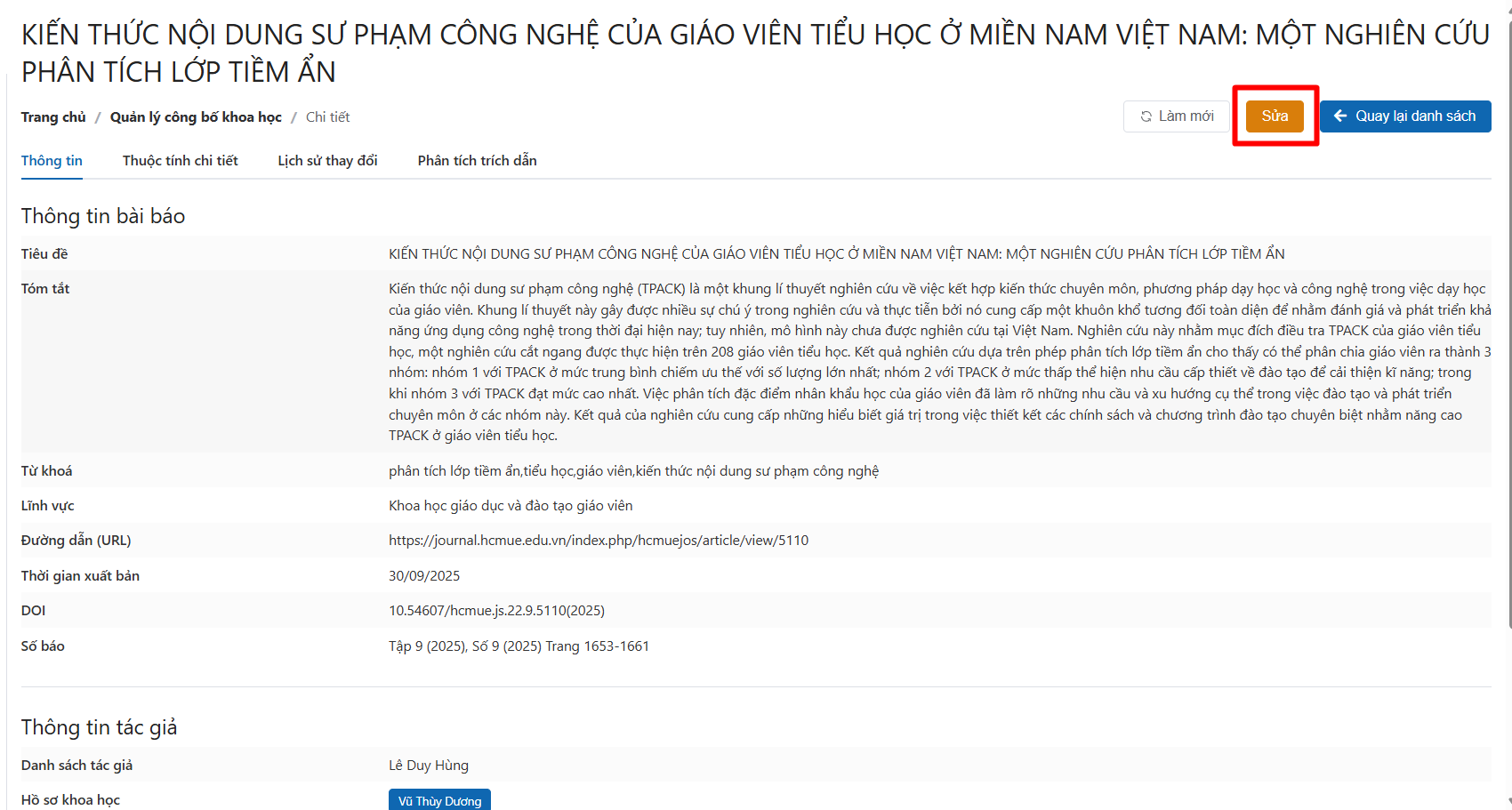 Chỉnh sửa công bố