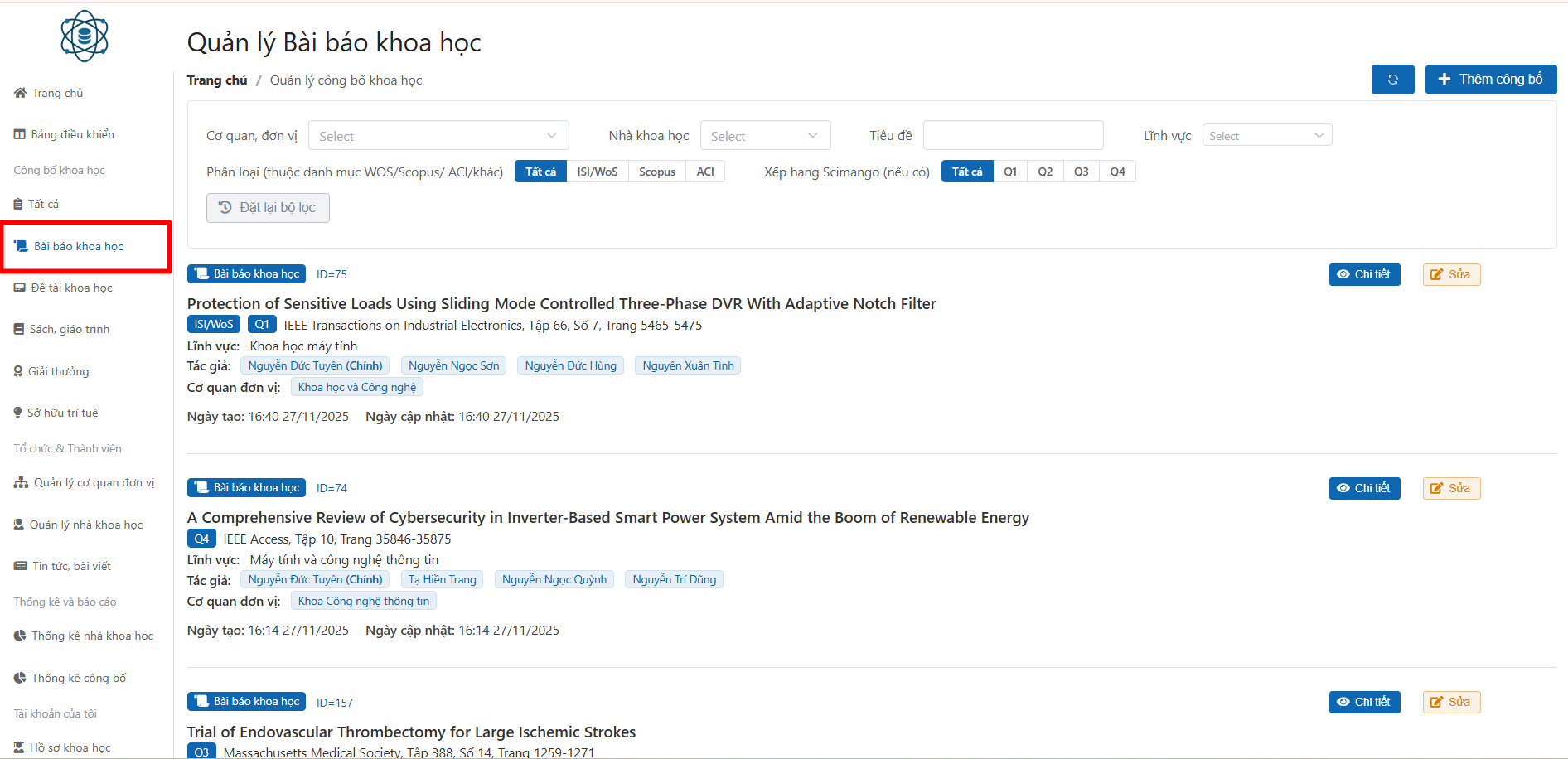 Thêm công bố khoa học