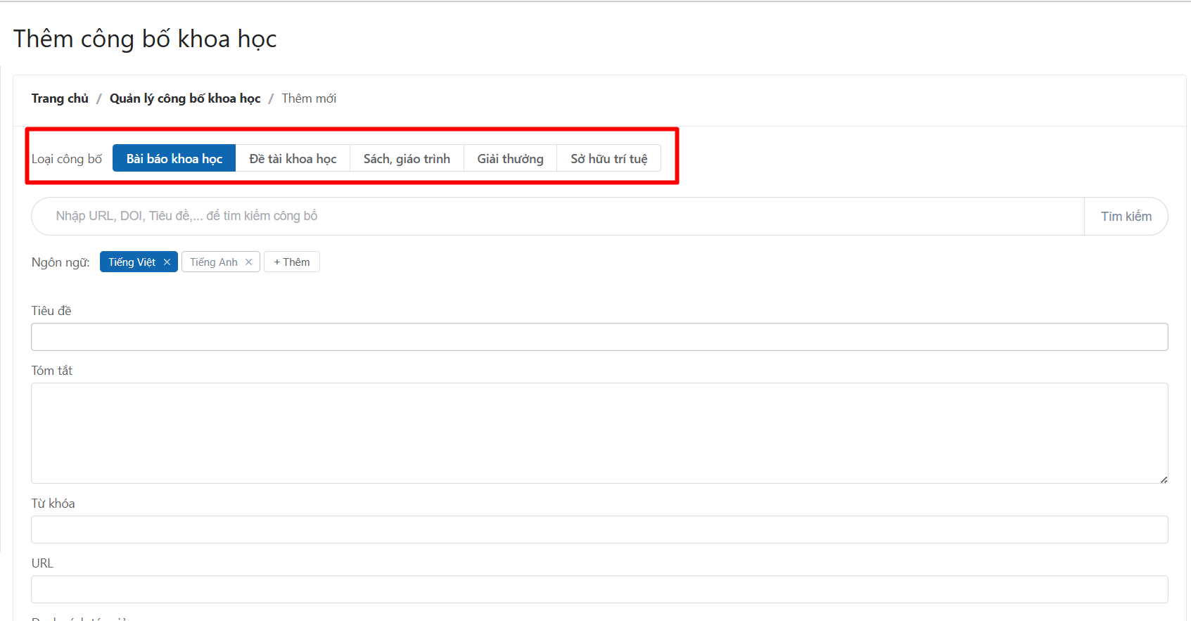 Thêm công bố khoa học