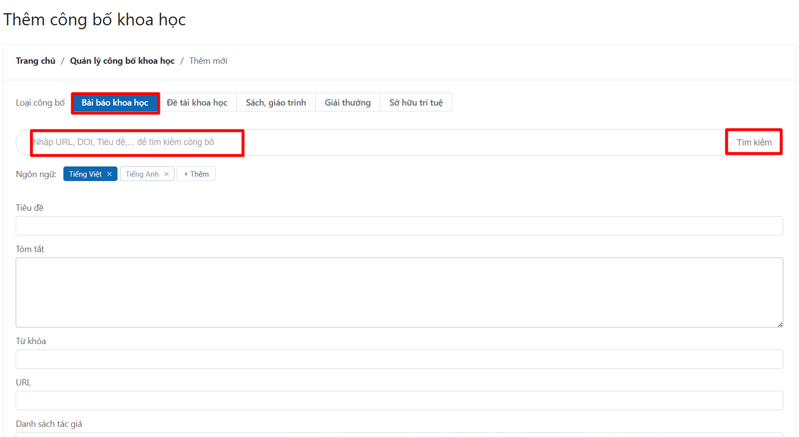 Thêm công bố khoa học