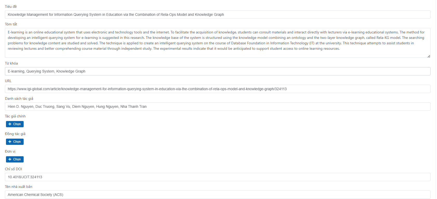 Thêm công bố khoa học