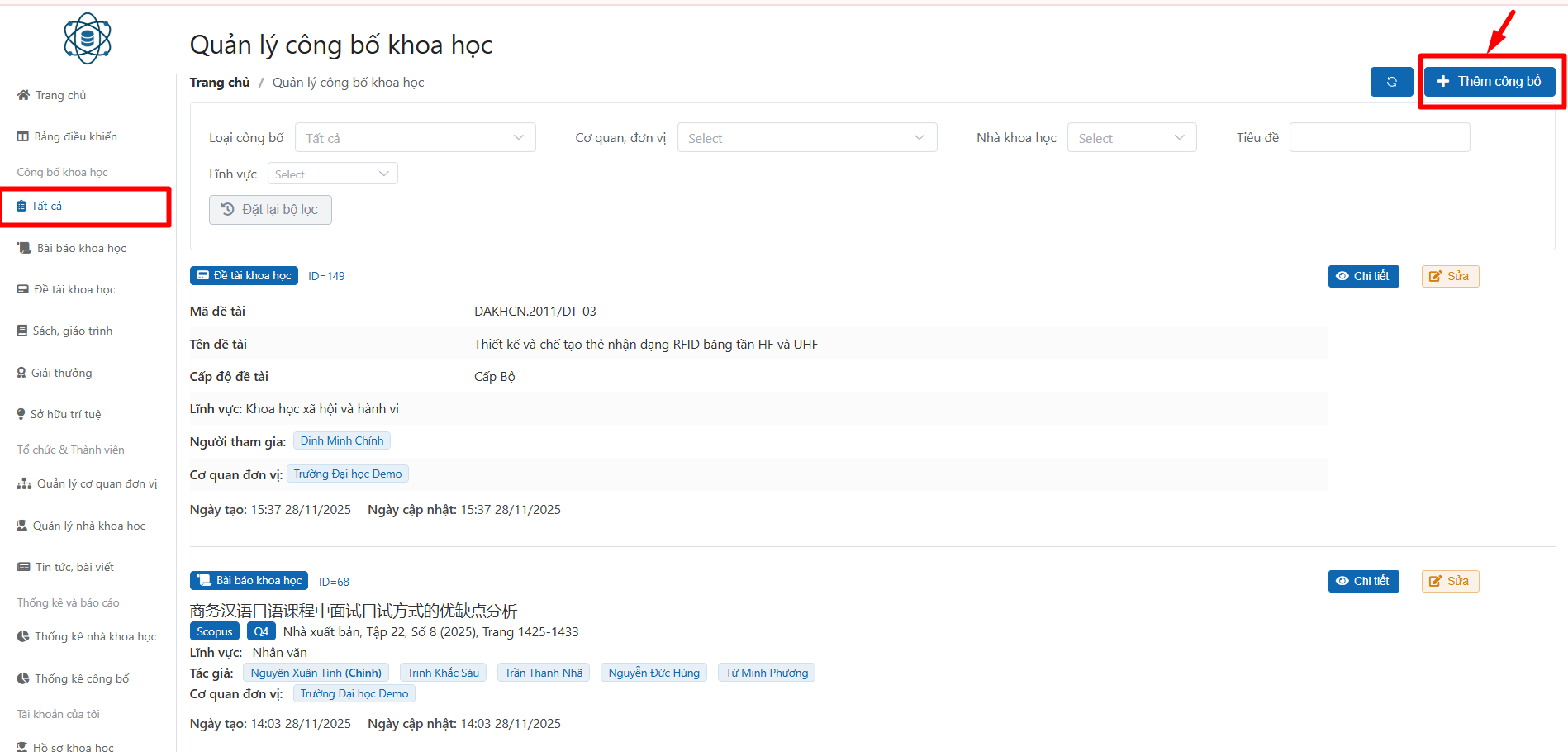 Thêm công bố khoa học