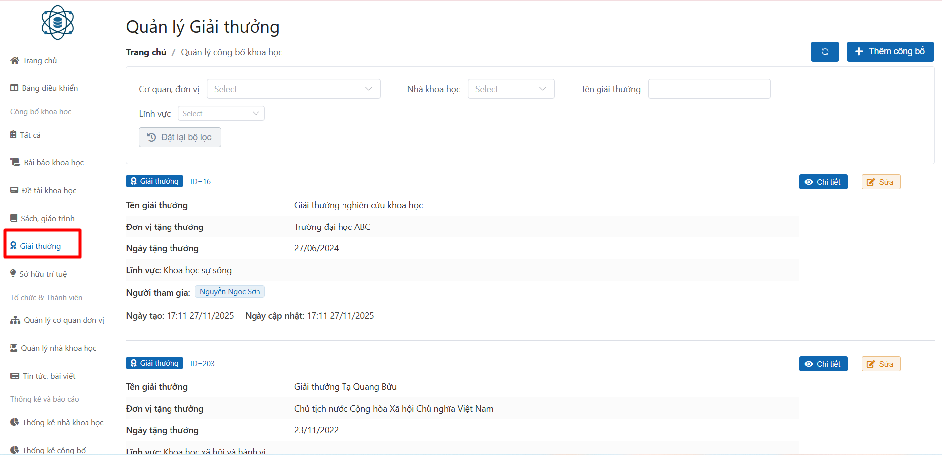 Thêm công bố khoa học