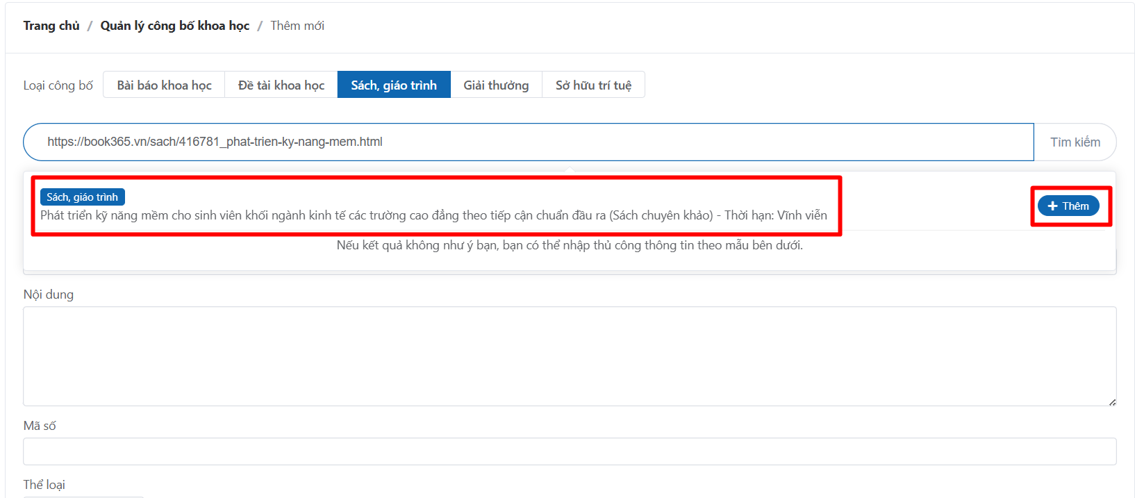 Thêm công bố khoa học