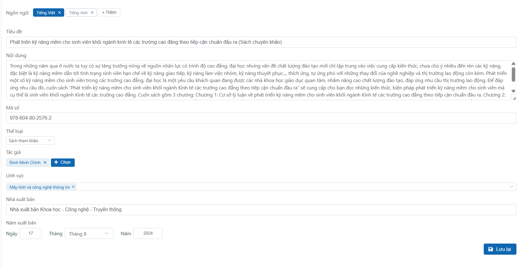 Thêm công bố khoa học