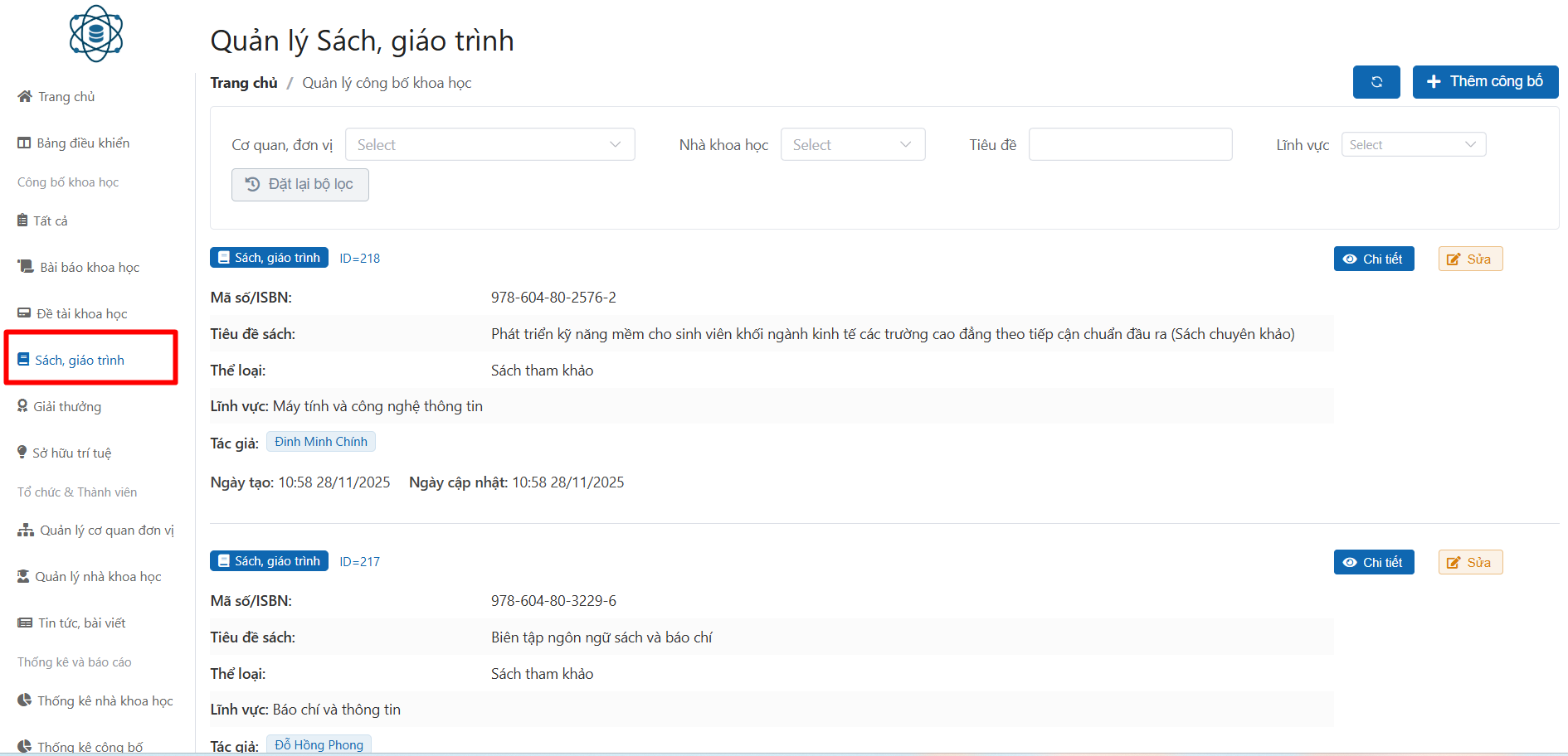 Thêm công bố khoa học