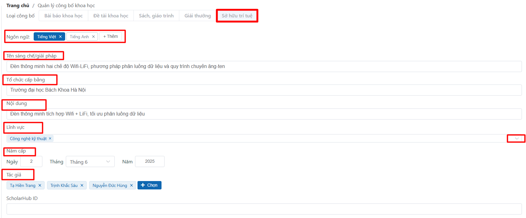 Thêm công bố khoa học