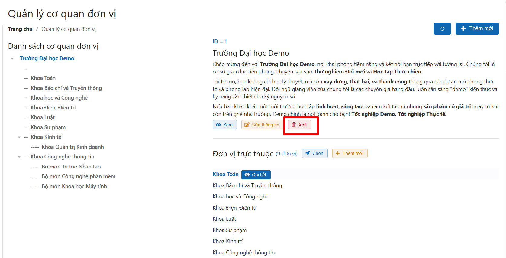 Chỉnh sửa cơ quan đơn vị