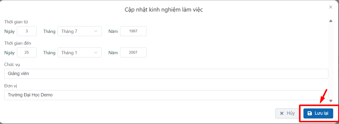 chỉnh sửa thông tin