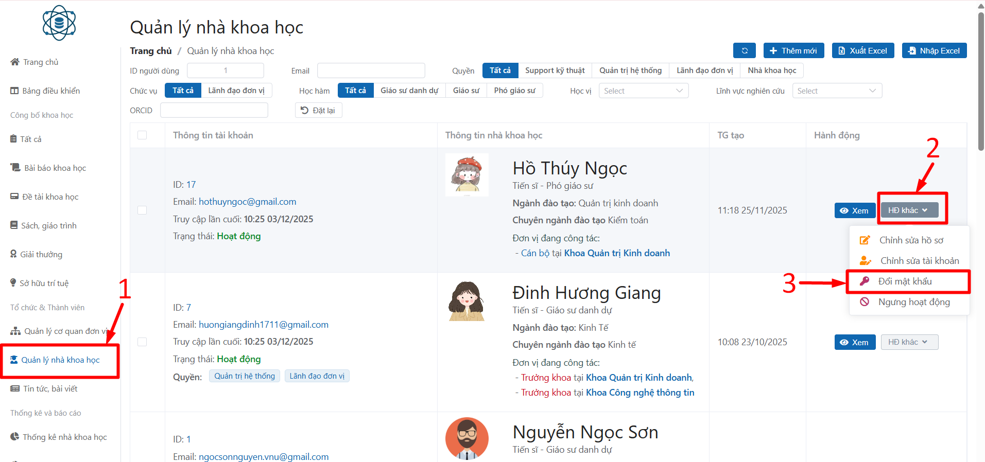 chỉnh sửa thông tin