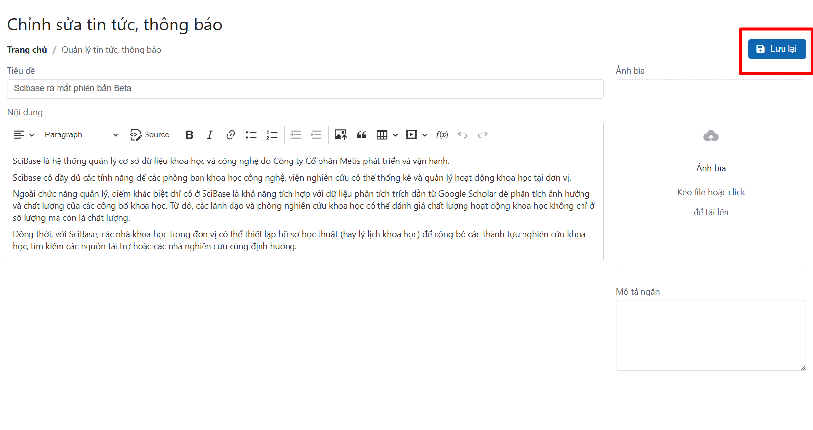 Quản lý tin tức bài viết