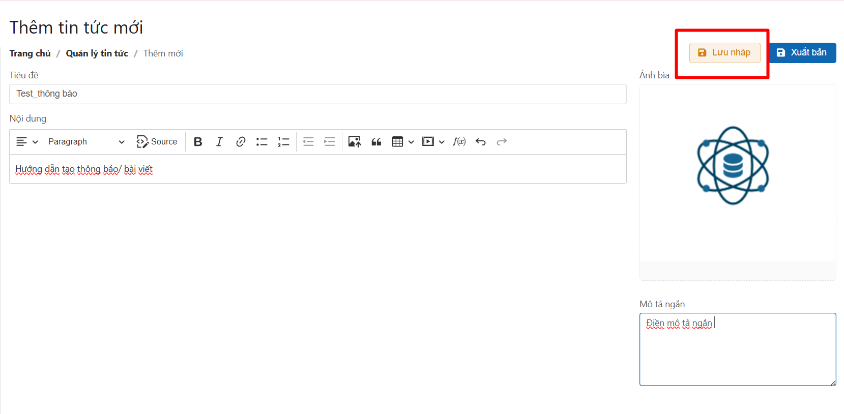 Quản lý tin tức bài viết