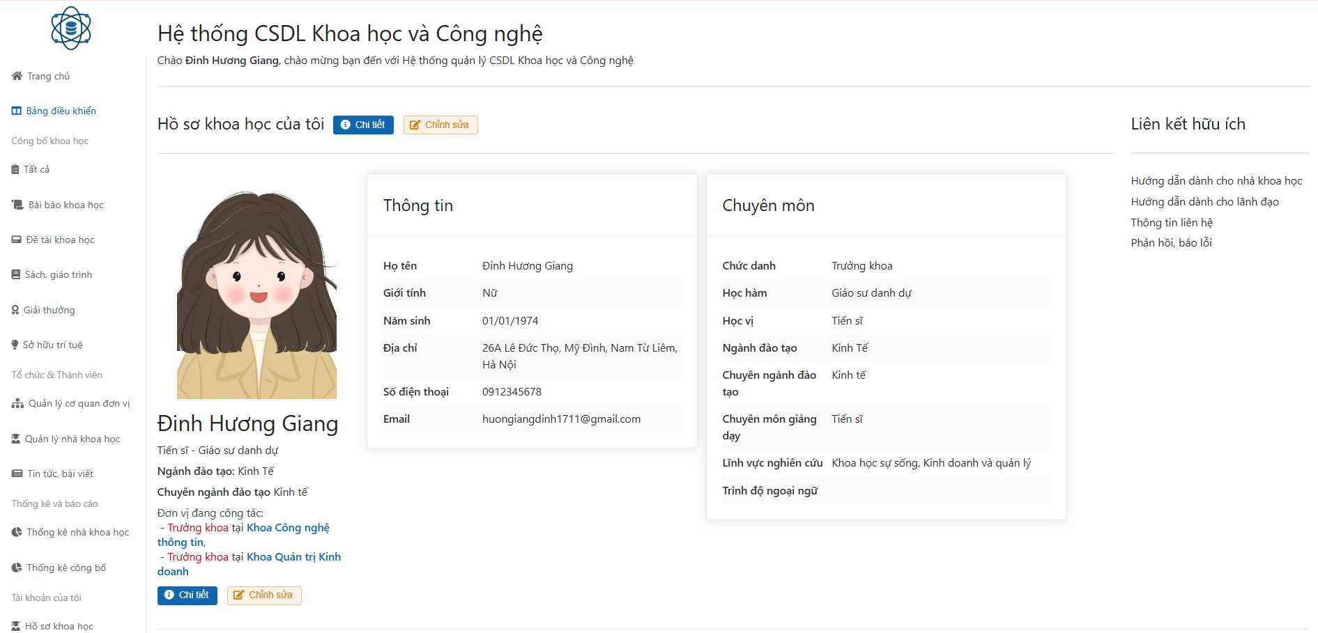 Cập nhật thông tin cá nhân