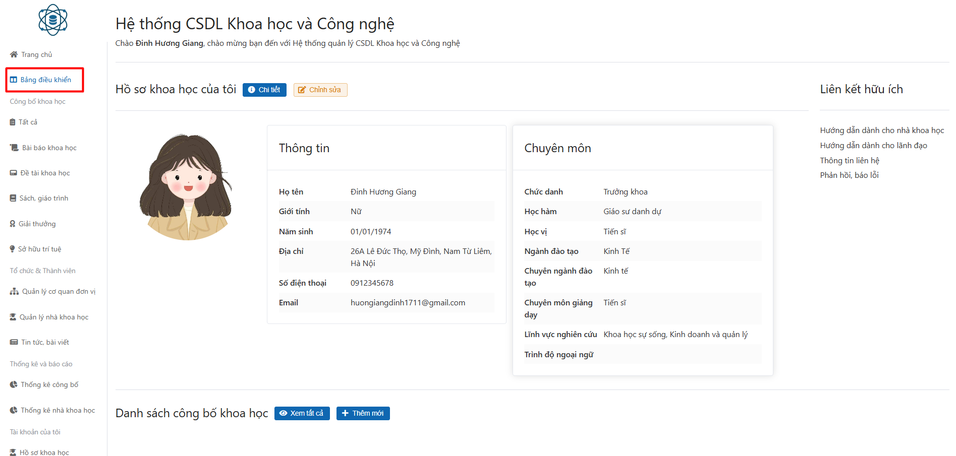 Cập nhật thông tin cá nhân