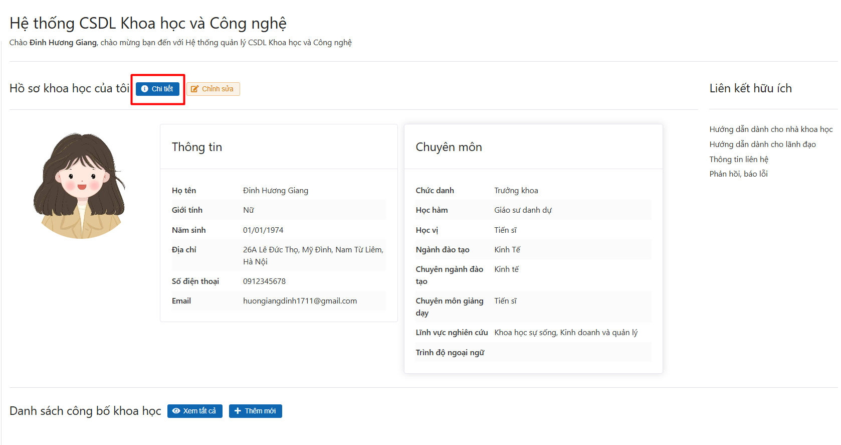 Cập nhật thông tin cá nhân