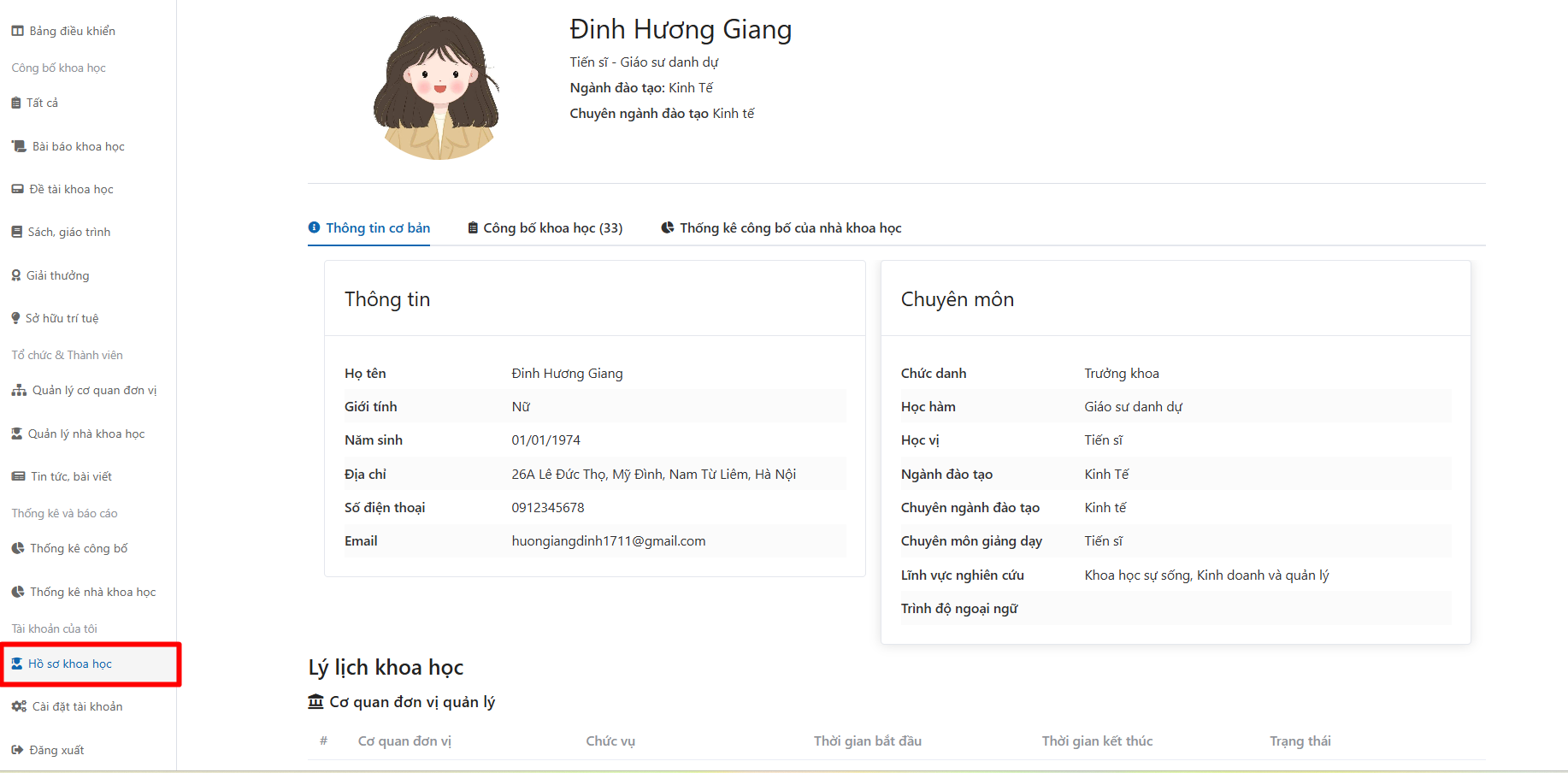 Cập nhật thông tin cá nhân