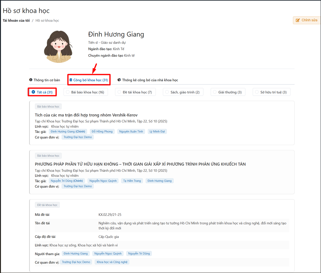 Cập nhật thông tin cá nhân