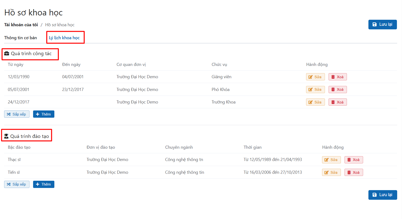 Cập nhật thông tin cá nhân